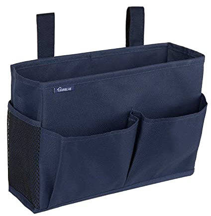 Surblue Bedside Caddy Hängebett Organizer Aufbewahrungstasche Tasche für Etagen-und Krankenhausbetten, Studentenwohnheime, Babybettgitter, Camp 4 Taschen und 2 Haken (Blau)