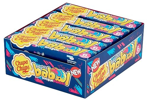 CHUPA CHUPS - Big Babol Toungue Painter Bubble Gum - 6 Pieces x 20 Packs - Blue Raspberry