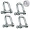 Metown 304 Stainless Steel D Ring Shackle Lock 3/8 M10, Stainless Steel D Shackle for Heavy Duty Construction,Vehicle Recovery, Hauling (M10, 4PCS)