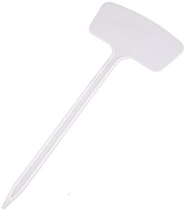 Xidmold 20 Stück Groß Gebiet T-Form Plastik Pflanzenschilder, Pflanzenstecker zum Beschriften, Stecketiketten Kunststoff Pflanzenstecker Beschriften Gartenschilder wetterfest (Weiß, Mittel)