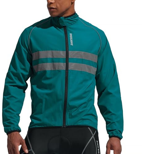 WOSAWE Veste Haute visibilité Hommes Coupe-Vent Ultraléger Respirant Gilet Réfléchissant avec Poches pour Course à Pied ou Vélo (BL215 Navy XL)