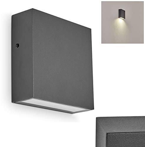 LED Außenwandleuchte Spidern, moderne Außenlampe aus Metall in Anthrazit, eckige Wandlampe, 1 x LED 9,2 Watt, 4000 Kelvin, 800 Lumen, IP54