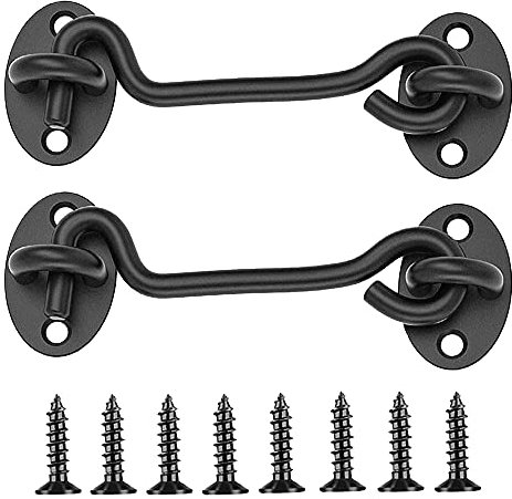XINCHAO 2 Stück 4 Zoll Sturmhaken Vintage Edelstahl Kabinenhaken Fensterhaken für Fenster, Türen Garagentor, Schiebetür, Scheunen Tor