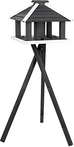 VOSS.garden Futterhaus „Jork“ Vogelhaus mit Futtersilo inklusive Ständer Vogelfutterhaus Vogelhäuschen Futterstation Holzhaus