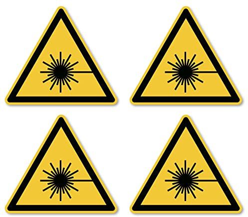 Warning of laser beam: W004 - DIN EN ISO 7010 / ASR A1.3 - sticker: diameter 10 cm, pack of 4