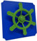 move and stic Platte 40x40 mit Spielfunktion Multifunktionsplatte Spielplatte mit Piratenlenkrad für Spielturm (Platte 40x40cm blau mit Piratenlenkrad apfelgrün)