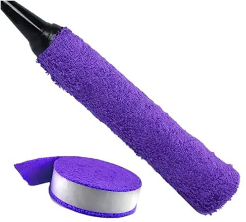 10m Badminton Raquette de Tennis Anti-dérapant Coton Serviette Grip Raquette Grip Rouleau Bandeau Absorbant Anti-Transpiration Tour de Poignet de Raquette Rouleau Overgrip Serviette Grip, 10M, Violet