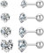 4 Paar Stern-Herz-Quadrat-Ohrstecker mit Schraubverschluss, 18 Karat vergoldeter chirurgischer Edelstahl Zirkonia-Ohrstecker 3-6 mm (Silver Heart CZ)