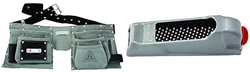 Bellota 51320 - Cinturón portaherramientas con bolsa para instaladores + Escofina yeso y limas para placa de yeso laminado metálica de 140mm