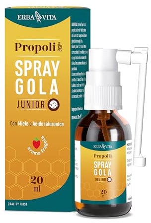 ERBA VITA Propoli EVSP® Spray Gola Junior integratore alimentare con Miele di Manuka e Acido ialuronico ideale per i più piccoli durante l'inverno - 20ml