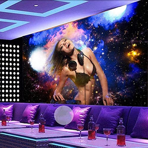 Papier Peint 3D Mural Paillettes Brillante Belle Fille Photo Peintures Murales 3D Auto-Adhésif Stickers Muraux Effet Décoration Papier Peint Garçons Filles Pour Chambre Salon Amovi 350 x 256 cm (LxH)