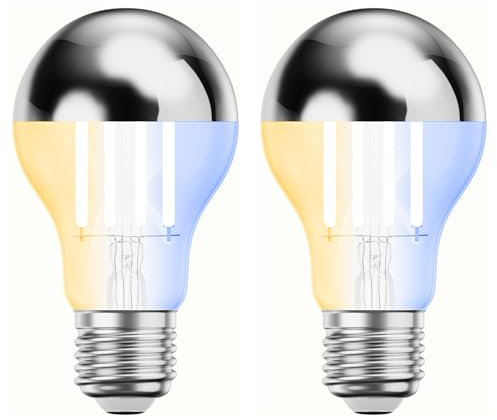ledscom.de 2 Stück E27 LED Leuchtmittel, A60, warmweiß - kaltweiß (2700-7000 K), 4,8 W, 486lm, Smart Home, WLAN, Alexa, Kopfspiegel (silber)