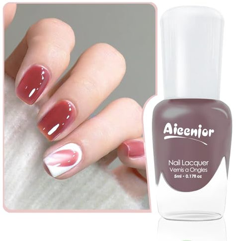 Aieenjor Nagellack Nude Rosa auf Wasserbasis, Abziehbar, Ungiftig Und Schnell Trocknend, Geeignet für Formelle Anlässe Wie Hochzeiten, Jelly Nude Pink Nail Polish 5ml