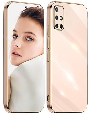 ATISIJIE Hülle für Samsung Galaxy A71 Handyhülle Original, Ultradünn Galvanisiertes Weiches Kieselgel Kratzfeste TPU Handyhülle, Einfaches Stilvoll Shiny Schutzhülle Cover Case Rosa