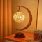 HFHungkeong LED Styling Nachtlicht - 3D-Magische Mondlampe, Ramadan Stern und Mond Dekorative Tischlampe, Eisen Heimdekoration (Runde Kugel Weiß)