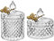 Ezebesta 2 x Vintage-Badezimmer-Behälter, wunderschöner Schmetterlingsdeckel, kleines, dickes, transparentes Glas-Set, Qtip-Halter, Spender für Wattebällchen und Pads, Aufbewahrung