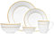 Service de table en porcelaine anglaise 20 pièces pour 4 personnes, double bord doré, blanc, passe au micro-ondes, cadeau élégant, ensemble de vaisselle, essentiel pour la maison, la vie quotidienne,