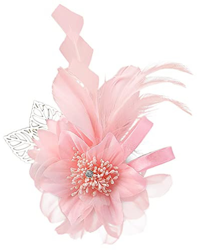 Broche Fleur Femme Avec Plumes Fleur Clips Chapeau Épingle Cheveux Pince à Cheveux Bandeau Plume Fleur Barrette Tissu Fait à La Main Accessoire De Cheveux pour Femme Grils