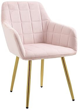 Il Gruppone Passione Casa Poltroncina Classica con Braccioli per Camera da Letto in Velluto Moderna,Sedia Imbottita con Gambe in Metallo Poltrona per Cucina,Sala da Pranzo MOD Odette - Rosa