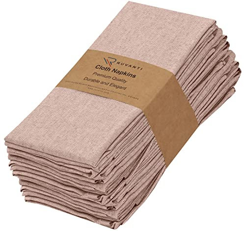 Ruvanti Stoffservietten, 6er-Set, 45,7 x 45,7 cm, wiederverwendbare Servietten, waschbar, weiche und langlebige Tischservietten, Polycotton-Chambray-Dinner-Servietten für Partys, Weihnachten,
