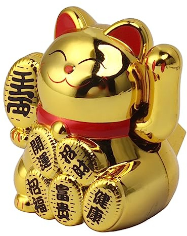 Chat Porte-Bonheur Solaire, Économie D'Énergie, 5,1 Cm, Petit Chat Porte-Bonheur Inodore, pour La Maison Et Le Bureau (Or)