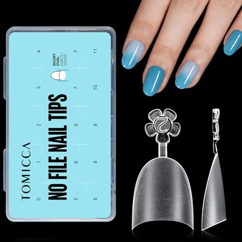 TOMICCA Short Oval French Nail Tips, 510pcs Half Cover False Nail Tips, Natural Matte False Nails, Acrylic Nail Tips, Artificial Nails Tips for Acrylic Extensions, Salon Nails 15 Sizes