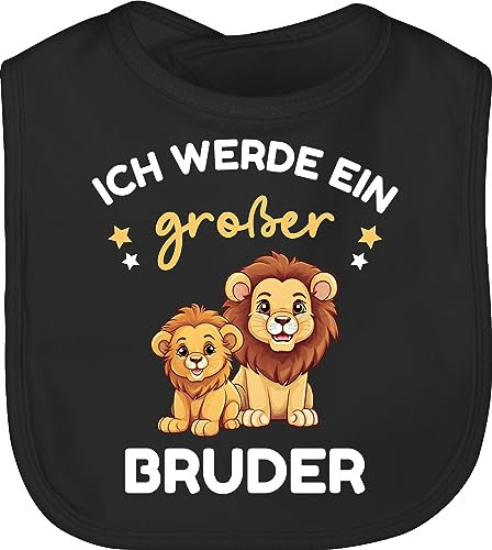Shirtracer Baby Lätzchen - Ich werde großer Bruder Geschenk Löwen - Unisize - Schwarz - grosser brother ein big bro große brüder bruder für großen grosse 2023 größeren geschenke 2024