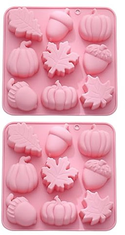 2 Pezzi Stampo in Silicone Autunnale, a 9 griglia a Foglia di Acero Fai -da -da -Te Stampo di Zucca di Goccia, Stampo da Forno di Fondente in Silicone Resistente al Calore