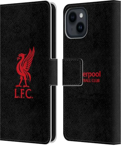 Head Case Designs Officially Licensed Liverpool Football Club Red Logo On Black Liver Bird Leather Wallet Case Compatible With Apple iPhone 15