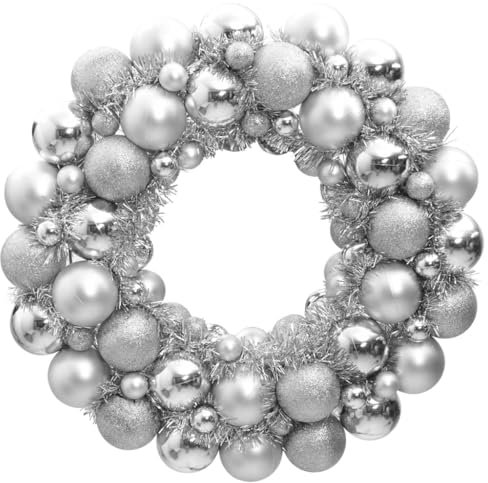 vidaXL Weihnachtskranz, Wiederverwendbarer Kranz in 3 verschiedenen Größen, Weihnachtsgirlande für Haustür Kamin Fenster, Weihnachtsdeko Dekokranz, Silbern Polystyrol