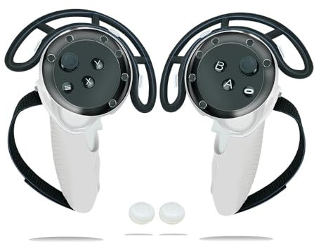 Controller Grips Cover with Bumper Ring for Meta Quest 3, Handle Protective Sleeve Grips Case with Hand Straps and 2pcs Joystick Cover for Quest 3 Touch Controllers Full Protection (White)