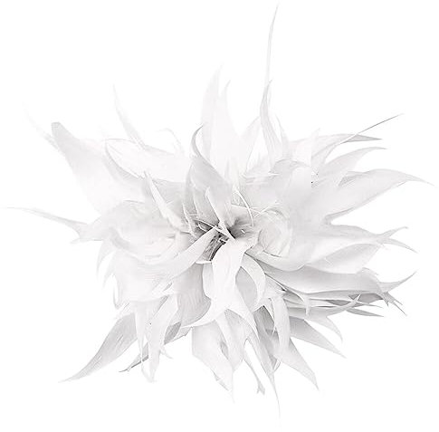 Federbrosche Haarklammer Corsage, iSpchen Haarschmuck Mädchen Damen Brusttaschenbrosche, Party Corsage Kopfschmuck Kleidung Performance Requisiten,Weiß