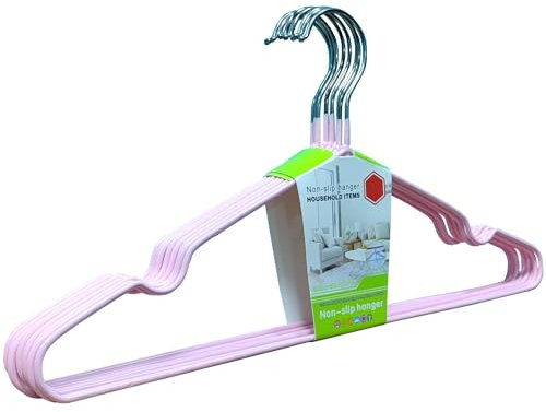 8 Kleiderbügel aus Metall mit Gummibeschichtung, rutschfest, platzsparend, robuste Drahtbügel in Pastellfarben, Organizer für Kleidung, Anzüge, T-Shirts, Hemden, Jacken (Rosa)