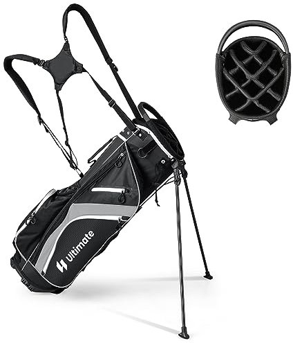 GOPLUS Sac de Golf avec Support à 14 Compartiments, Sac de Golf Trépied avec Double Bretelles, 6 Poches zippées, Sac Isotherme, Housse de Pluie, Sac de Golf Portable pour Hommes et Femmes(Gris)