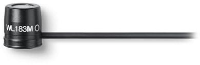 Shure WL183MB/O-TQG LAVALIER MICROPHONE, OMNI, BLACK 1 cm Condenser Lavalier, Black, Omnidirectional, TA4F Termination Pouch, Tie Clip, Snap-Fit Windscreen