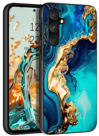 DUEDUE für Samsung A55 Hülle, Samsung Galaxy A55 Handyhülle Silikon 5G Slim Gold/Grün Marmor Design Hybrid Hard PC Soft TPU Glow in The Dark für Samsung Galaxy A55 5G Grün