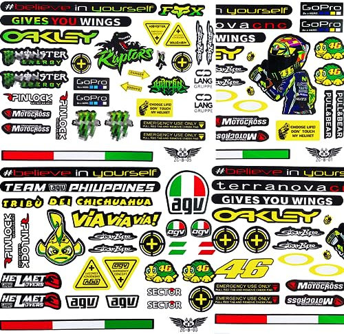 3 Bilder Motorrad Auto Aufkleber Wetterfeste Sponsoren Roller Vinylaufkleber Motocross Racing Fahrräder Computer Stickers Geeignet für Motorräder, Skateboard, Auto und Geländemotorräder(E)