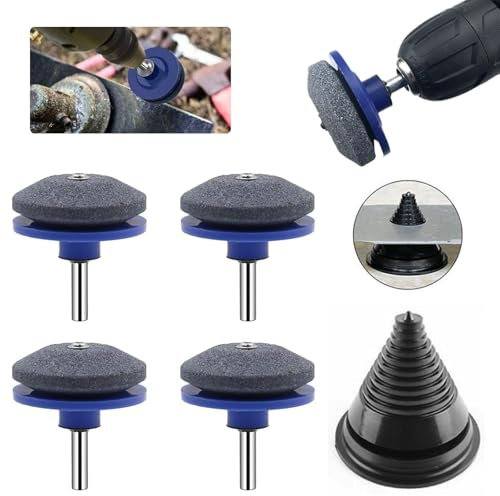 Lama più Veloce Affilatrice per Rasaerba,4 Pezzi Affilalame per Tosaerba,setdiAffilatura ed Equilibratura per Lama del Tosaerba,Affilatrice per Tosaerba Durevole,kit Affilatrice per Lame per Tosaerba.