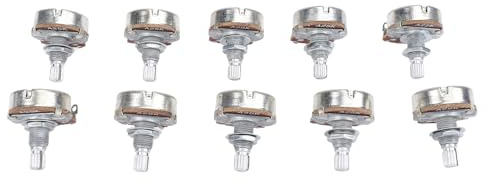 Gitarren-Potentiometer, 10 Stück, Metrische Größe, M8-Gitarrentopf, Mehrzweck-25K-Ohm-Potentiometer, E-Bass-Gitarren-Töpfe für Gitarrenton- und Lautstärkeregler (A25K)