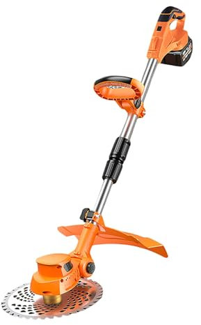 Coupe-Bordures Électrique sans Fil, 3 Types De Lames, Débroussailleuse Électrique sans Fil, Coupe-Herbe à Angle De Coupe Réglable, Outil De Jardinage(Two Batteries)