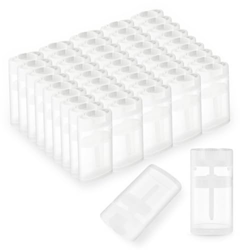 Transparenter Deo-Behälter, leer, oval, drehbar, tragbare Behälter für Chapstick, großer Lippenbalsam, Lotion-Riegelstäbchen, Parfüm, feste Lotion, Sonnenschutz-Taschen-Deodarant-Tube, 50 Stück