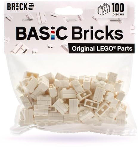Lego Mattoni da Muratura Bianchi 1 x 2 (100 Pezzi) - Singole Pietre per la Tua Parete, Mattoncini per City | Basic Bricks (98283)