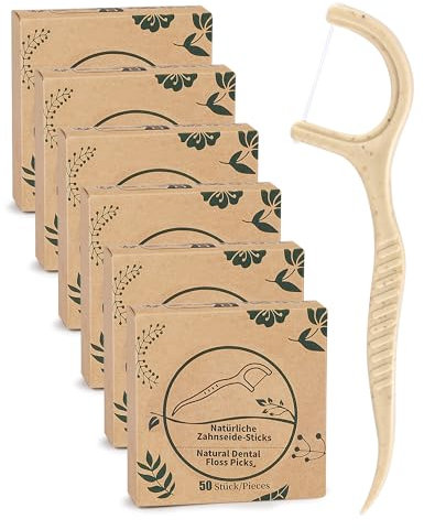 Nachhaltige Zahnseide Sticks 300 Stück Zahnsticks für Zahnreinigung vegane Zahnseidenhalter Flossers ungewachste Dental Floss Picks für Zahnhygiene Zahnsticks Dental Sticks für Erwachsene Kinder