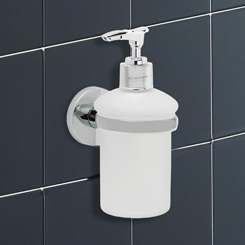 IPEA Porta Dispenser Adesivo da Parete - Non Necessita Foratura - Design Moderno - Elegante Porta Flacone da Muro per Sapone Liquido da Incollare in Bagno, Doccia, Casa - Supporto Autodesivo