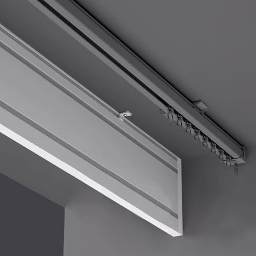 Verdunkelungs-Vorhang mit Volant für Fenster/Balkon Deko Gesimsbretter 10,5/14cm hoch Deckenhalter 3,6m lang