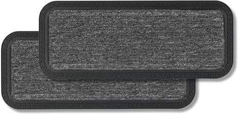 Carpido Fußmatte Außen & Innen - 2er Set 25x60 cm - Grau Linien - Sauberlauf Türmatte rutschfest - Schmutzfangmatte strapazierfähig - Fussmatte aussen Stufen