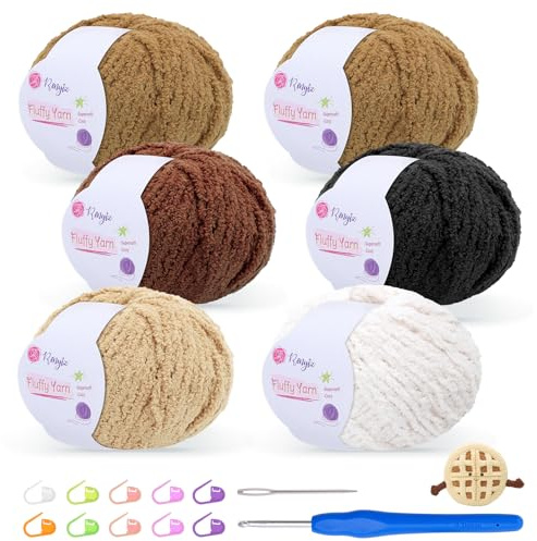 Flauschige Plüsch Wolle zum Häkeln | 6x50g Häkelgarn mit 4mm Nadel | Weich wie Babywolle, Crochet Yarn für Babydecken/Amigurumi/Heimdekoration