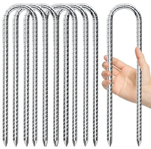 AVOFOREST 7 Pack Tent Pegs Metal Heavy Duty, 12 Inch Ground Pegs,Galvanised Steel U Shaped Trampoline Pegs Ground Anchor Pegs for Outdoor Camping,Trampoline, Football Net,Swing,Canopies,Gazebo