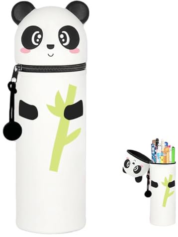 Ruayia Kawaii Federmäppchen, Weichem Silikon Federtasche, 2 in 1 Panda Niedliches Federmäppchen, Mäppchen Cartoon Bleistifthalter für Mädchen Jungen Aufbewahrung Schreibwaren (Panda)