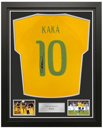 Exclusive Memorabilia Kaka Signed Original Brazil 2014-15 Home Football Shirt. Standard Frame